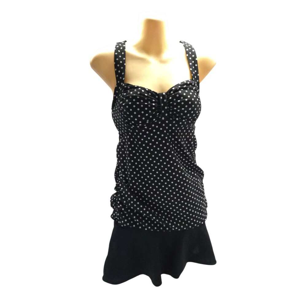Oh Baby by Motherhood Maternity Tankini Top Small Black White Polka Dot